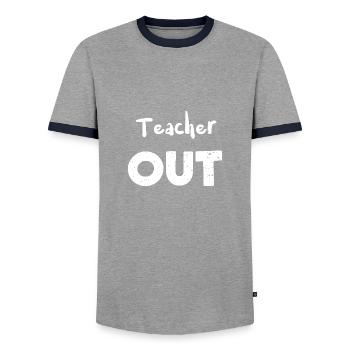 Teacher Out - Retirement - Männer Kontrast-T-Shirt - Grau/Navy  - Vorne - AI Model Female 172 light (172cm) & AI Model Male 178 light (178cm)