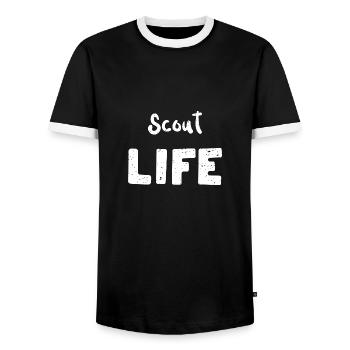 Vie scoute - Camping - T-shirt contrasté Homme - noir/blanc - Devant - AI Model Female 172 light (172cm) & AI Model Male 178 light (178cm)