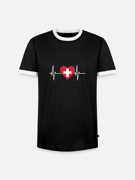 Suisse - T-shirt contrasté Homme - noir/blanc