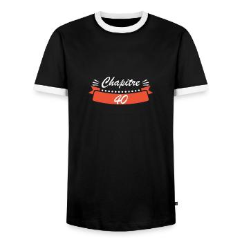 40 Jahre Jubiläum Kapitel 40 - Männer Kontrast-T-Shirt - Schwarz/Weiß - Vorne - AI Model Female 172 light (172cm) & AI Model Male 178 light (178cm)