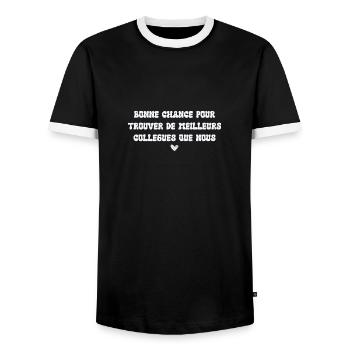 Man Humor Co-worker Departure Gift - Men's Ringer Shirt - black/white - Front - AI Model Female 172 light (172cm) & AI Model Male 178 light (178cm)