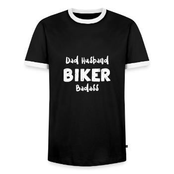 Papa Mari Motard Badass - Papa - T-shirt contrasté Homme - noir/blanc - Devant - AI Model Female 172 light (172cm) & AI Model Male 178 light (178cm)