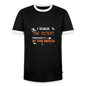 J’enseigne les citrouilles les plus mignonnes en T... - T-shirt contrasté Homme - noir/blanc - Devant - AI Model Female 172 light (172cm) & AI Model Male 178 light (178cm)