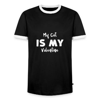 My Cat Is My Valentine - Cats - Männer Kontrast-T-Shirt - Schwarz/Weiß - Vorne - AI Model Female 172 light (172cm) & AI Model Male 178 light (178cm)