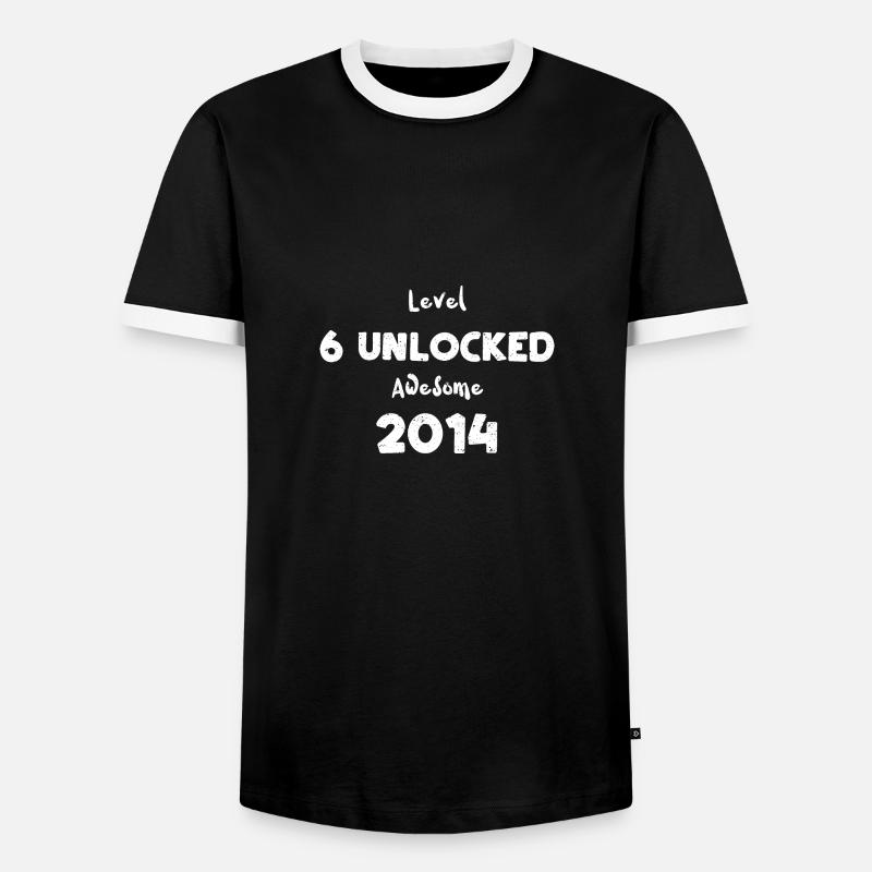 Level 6 Unlocked Awesome 2014 - Männer Kontrast-T-Shirt - Schwarz/Weiß
