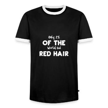 Seulement 2% du monde a les cheveux roux - T-shirt contrasté Homme - noir/blanc - Devant - AI Model Female 172 light (172cm) & AI Model Male 178 light (178cm)