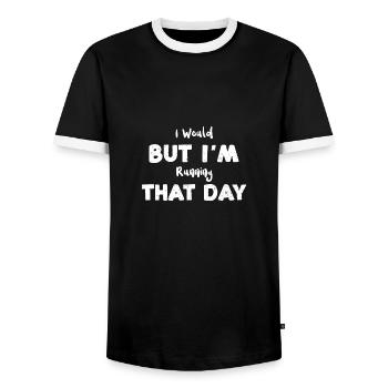 I Would But I'm Running That Day - Männer Kontrast-T-Shirt - Schwarz/Weiß - Vorne - AI Model Female 172 light (172cm) & AI Model Male 178 light (178cm)