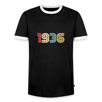1936 Vintage Retro - Men's Ringer Shirt - black/white - Front - AI Model Female 172 light (172cm) & AI Model Male 178 light (178cm)