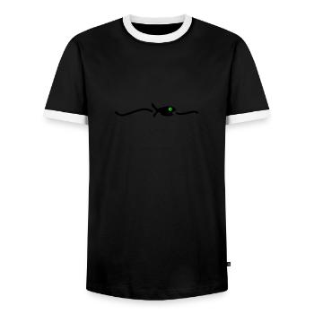 schwimmender Fisch - Männer Kontrast-T-Shirt - Schwarz/Weiß - Vorne - AI Model Female 172 light (172cm) & AI Model Male 178 light (178cm)