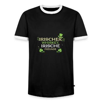 Irischer Whiskey, irische Freunde - Männer Kontrast-T-Shirt - Schwarz/Weiß - Vorne - AI Model Female 172 light (172cm) & AI Model Male 178 light (178cm)