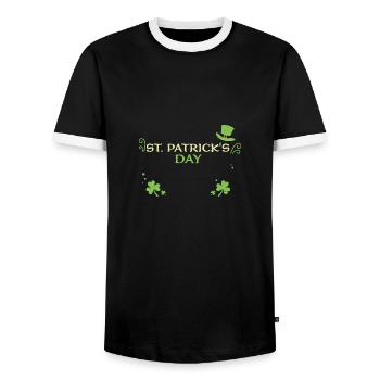 St. Patrick's Day - Men's Ringer Shirt - black/white - Front - AI Model Female 172 light (172cm) & AI Model Male 178 light (178cm)