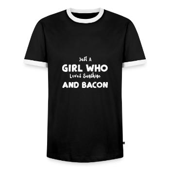 Just A Girl Who Loves Sunshine A... - Men's Ringer Shirt - black/white - Front - AI Model Female 172 light (172cm) & AI Model Male 178 light (178cm)