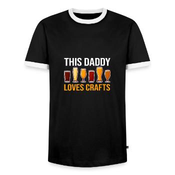 Vatertag This Daddy Loves Crafts Bier - Männer Kontrast-T-Shirt - Schwarz/Weiß - Vorne - AI Model Female 172 light (172cm) & AI Model Male 178 light (178cm)