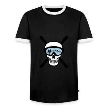 Skier and skiing goggles, skiing - T-shirt contrasté Homme - noir/blanc - Devant - AI Model Female 172 light (172cm) & AI Model Male 178 light (178cm)