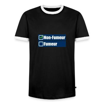 Non fumeur - T-shirt contrasté Homme - noir/blanc - Devant - AI Model Female 172 light (172cm) & AI Model Male 178 light (178cm)