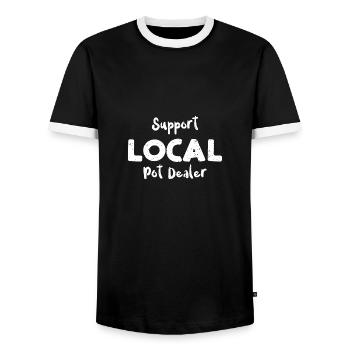 Support Local Pot Dealer - Pottery - Männer Kontrast-T-Shirt - Schwarz/Weiß - Vorne - AI Model Female 172 light (172cm) & AI Model Male 178 light (178cm)