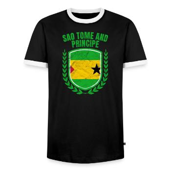 São Tomé-et-Príncipe - T-shirt contrasté Homme - noir/blanc - Devant - AI Model Female 172 light (172cm) & AI Model Male 178 light (178cm)