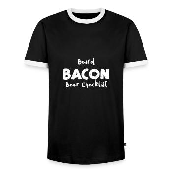 Beard Bacon Beer Checklist - Beard - T-shirt contrasté Homme - noir/blanc - Devant - AI Model Female 172 light (172cm) & AI Model Male 178 light (178cm)