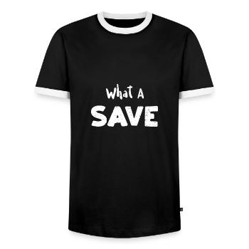 What A Save - Car Guy - Men's Ringer Shirt - black/white - Front - AI Model Female 172 light (172cm) & AI Model Male 178 light (178cm)
