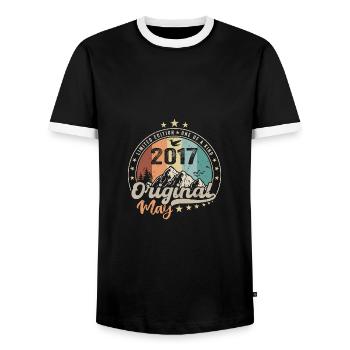 May 2017 Original Birthday Gift May 2017 - Men's Ringer Shirt - black/white - Front - AI Model Female 172 light (172cm) & AI Model Male 178 light (178cm)