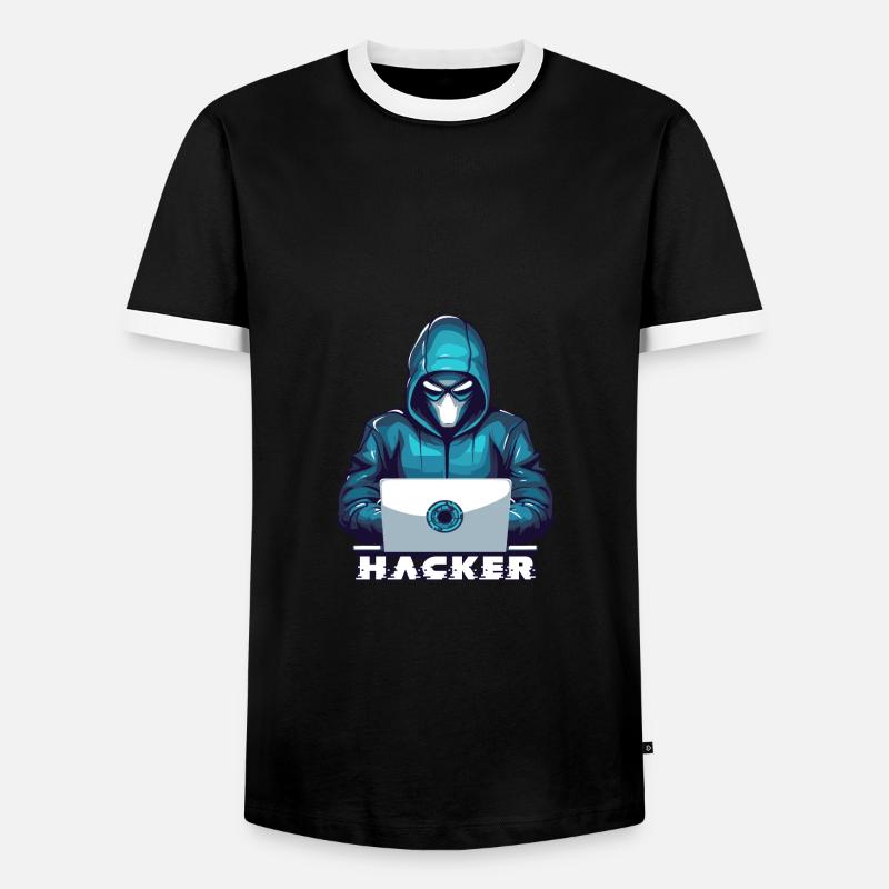 Masked Hacker Hacking - Men's Ringer Shirt - black/white