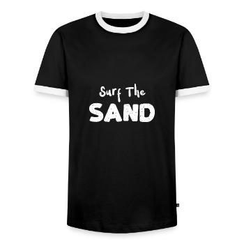 Surf The Sand - Skiing - Men's Ringer Shirt - black/white - Front - AI Model Female 172 light (172cm) & AI Model Male 178 light (178cm)
