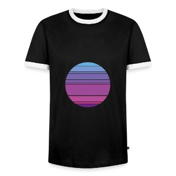 Retro Sunset Background Circle - Men's Ringer Shirt - black/white - Front - AI Model Female 172 light (172cm) & AI Model Male 178 light (178cm)