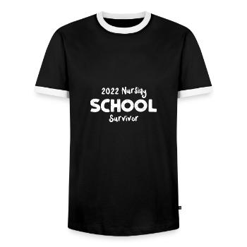 Survivante de l’école d’infirmières 2022 - T-shirt contrasté Homme - noir/blanc - Devant - AI Model Female 172 light (172cm) & AI Model Male 178 light (178cm)