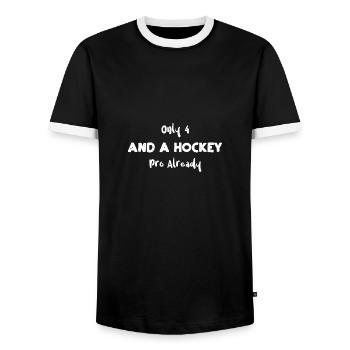 Only 4 And A Hockey Pro Already - Men's Ringer Shirt - black/white - Front - AI Model Female 172 light (172cm) & AI Model Male 178 light (178cm)