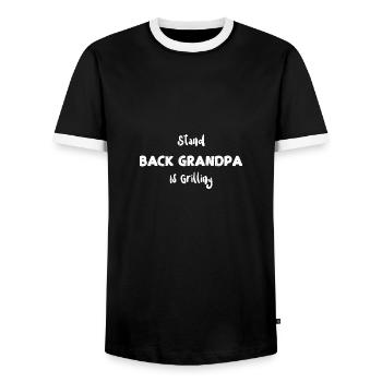 Stand Back Grandpa Is Grilling - Men's Ringer Shirt - black/white - Front - AI Model Female 172 light (172cm) & AI Model Male 178 light (178cm)