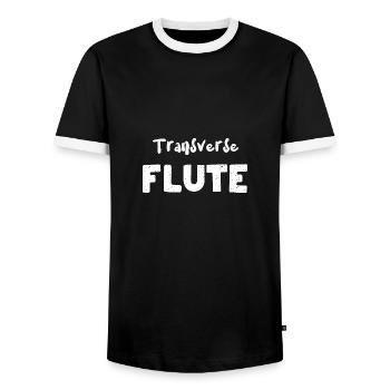 Flûte traversière - Musicien - T-shirt contrasté Homme - noir/blanc - Devant - AI Model Female 172 light (172cm) & AI Model Male 178 light (178cm)