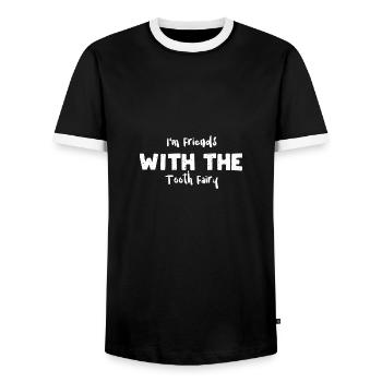 Je suis ami avec la fée des dents - T-shirt contrasté Homme - noir/blanc - Devant - AI Model Female 172 light (172cm) & AI Model Male 178 light (178cm)