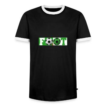FootFootball Algeria - Men's Ringer Shirt - black/white - Front - AI Model Female 172 light (172cm) & AI Model Male 178 light (178cm)