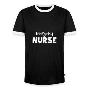 Infirmière d’urgence - Infirmière - T-shirt contrasté Homme - noir/blanc - Devant - AI Model Female 172 light (172cm) & AI Model Male 178 light (178cm)