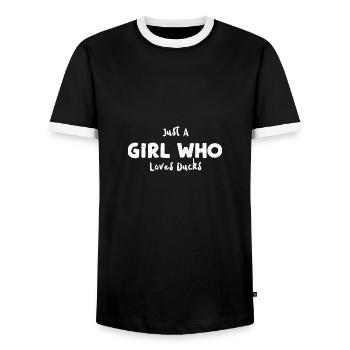 Juste une fille qui aime les canards - T-shirt contrasté Homme - noir/blanc - Devant - AI Model Female 172 light (172cm) & AI Model Male 178 light (178cm)
