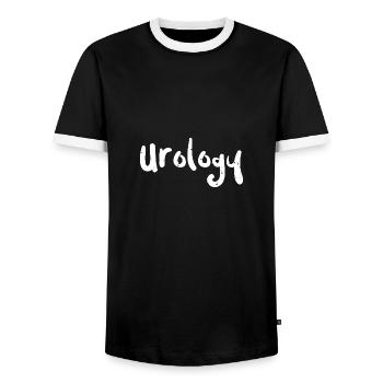 Urology - Nurse - Men's Ringer Shirt - black/white - Front - AI Model Female 172 light (172cm) & AI Model Male 178 light (178cm)