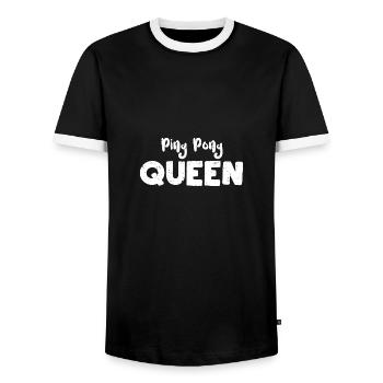 Ping Pong Queen - Ping Pong - Männer Kontrast-T-Shirt - Schwarz/Weiß - Vorne - AI Model Female 172 light (172cm) & AI Model Male 178 light (178cm)