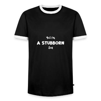 Yes I'm A Stubborn Son - Son - Männer Kontrast-T-Shirt - Schwarz/Weiß - Vorne - AI Model Female 172 light (172cm) & AI Model Male 178 light (178cm)