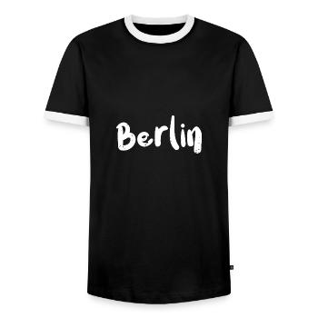Berlin - Berlin - Männer Kontrast-T-Shirt - Schwarz/Weiß - Vorne - AI Model Female 172 light (172cm) & AI Model Male 178 light (178cm)