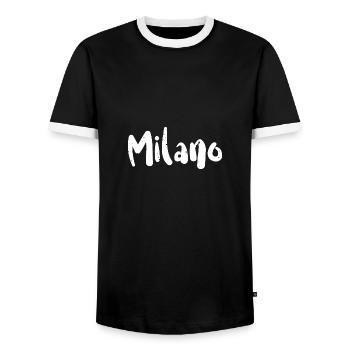 Milano - Italien - T-shirt contrasté Homme - noir/blanc - Devant - AI Model Female 172 light (172cm) & AI Model Male 178 light (178cm)