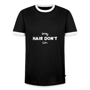 Diving Hair Don't Care - Diving - Men's Ringer Shirt - black/white - Front - AI Model Female 172 light (172cm) & AI Model Male 178 light (178cm)