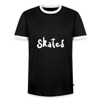 Skates - Skating - Männer Kontrast-T-Shirt - Schwarz/Weiß - Vorne - AI Model Female 172 light (172cm) & AI Model Male 178 light (178cm)