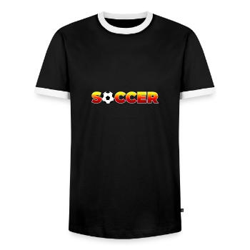 Soccer - Men's Ringer Shirt - black/white - Front - AI Model Female 172 light (172cm) & AI Model Male 178 light (178cm)