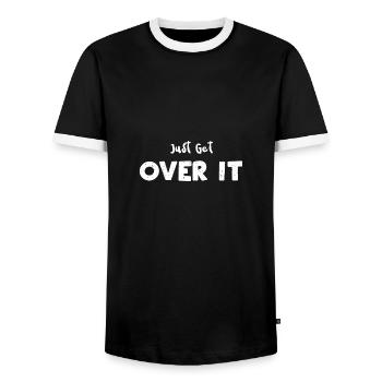 Just Get Over It - Horse - Men's Ringer Shirt - black/white - Front - AI Model Female 172 light (172cm) & AI Model Male 178 light (178cm)