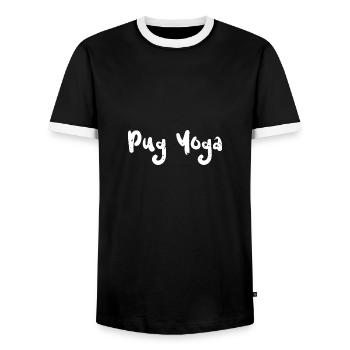Pug Yoga - Workout - Männer Kontrast-T-Shirt - Schwarz/Weiß - Vorne - AI Model Female 172 light (172cm) & AI Model Male 178 light (178cm)