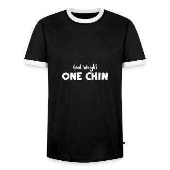 Goal Weight One Chin - Workout - Männer Kontrast-T-Shirt - Schwarz/Weiß - Vorne - AI Model Female 172 light (172cm) & AI Model Male 178 light (178cm)