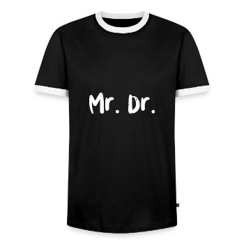 Mr. Dr. - Doctor - Men's Ringer Shirt - black/white - Front - AI Model Female 172 light (172cm) & AI Model Male 178 light (178cm)