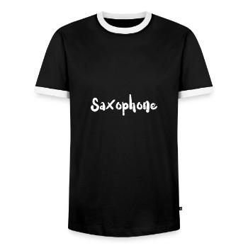 Saxophones - Musique - T-shirt contrasté Homme - noir/blanc - Devant - AI Model Female 172 light (172cm) & AI Model Male 178 light (178cm)