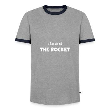 J’ai survécu à la fusée - Science - T-shirt contrasté Homme - gris/marine  - Devant - AI Model Female 172 light (172cm) & AI Model Male 178 light (178cm)