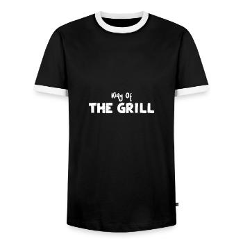 King Of The Grill - BBQ - Men's Ringer Shirt - black/white - Front - AI Model Female 172 light (172cm) & AI Model Male 178 light (178cm)